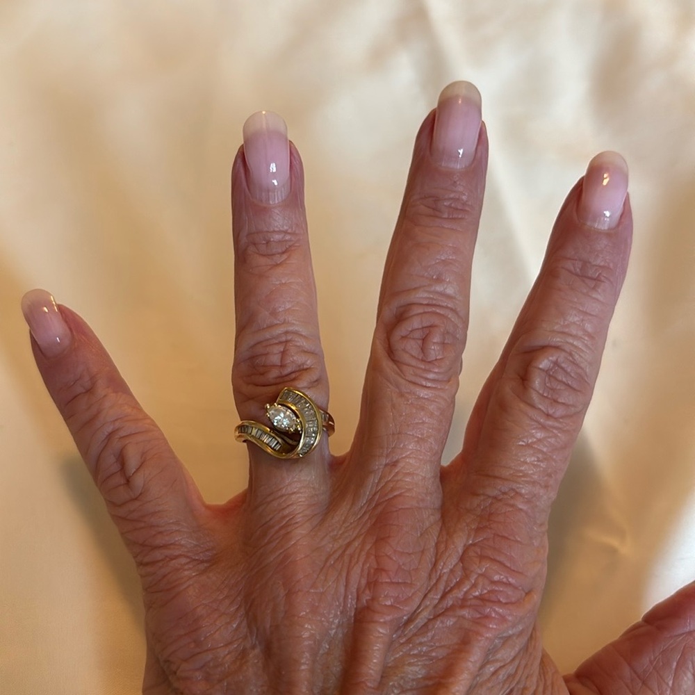 14kt yellow gold diamond cocktail ring.